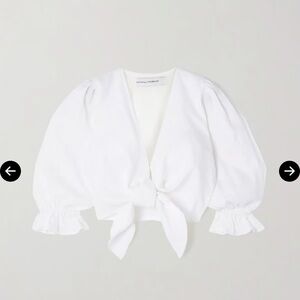 Faithfull the Brand Jacinta cropped tie-front linen top